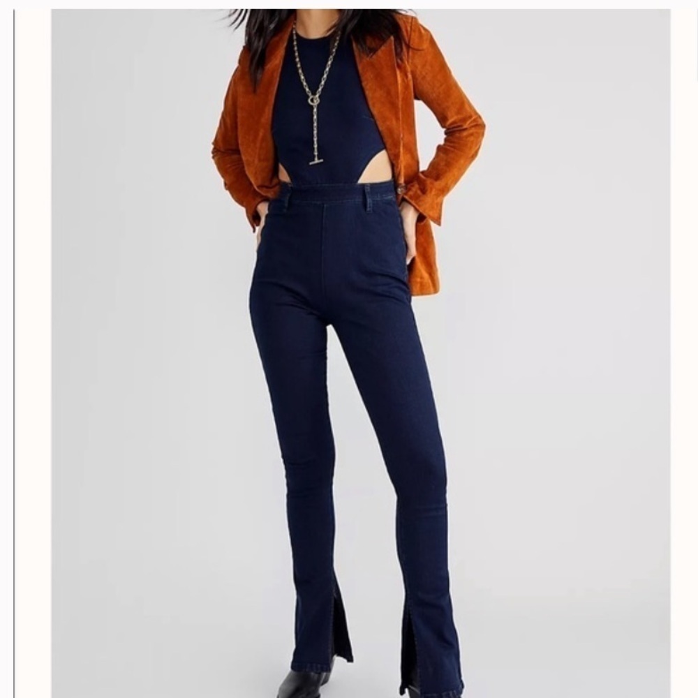 NWT WeWoreWhat Dani Denim Blue Jumpsuit - Picture 1 of 9